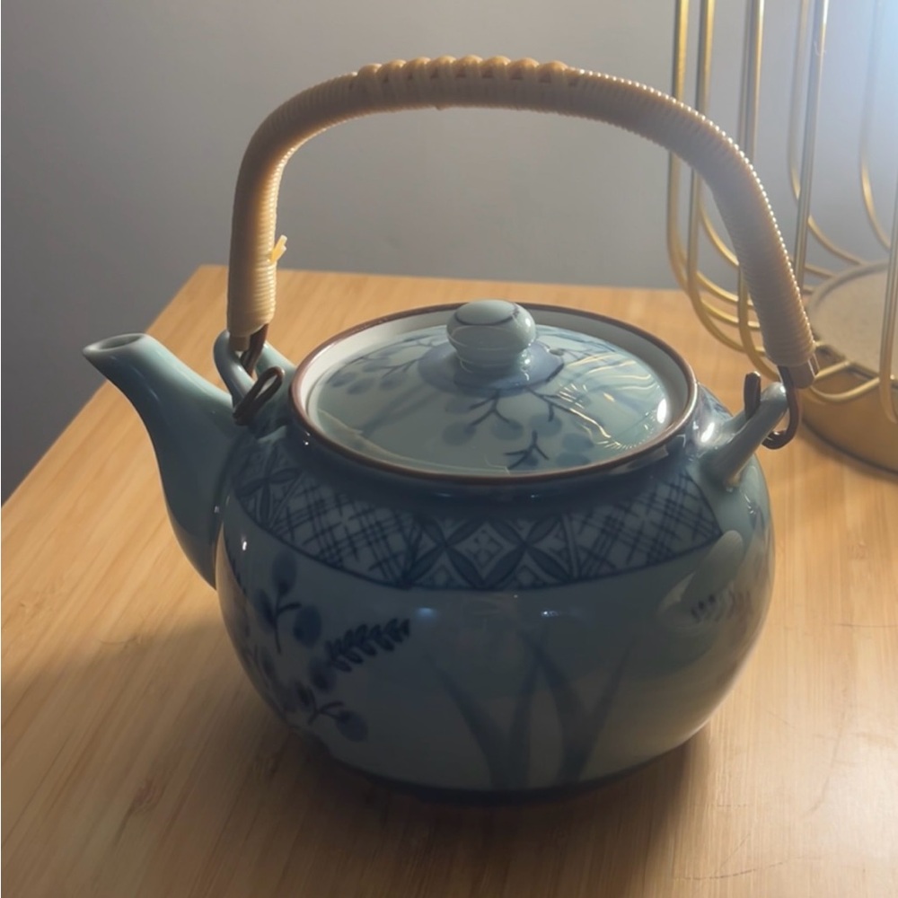 Antique Hand Painted Japanese Ceramic Tea Pot